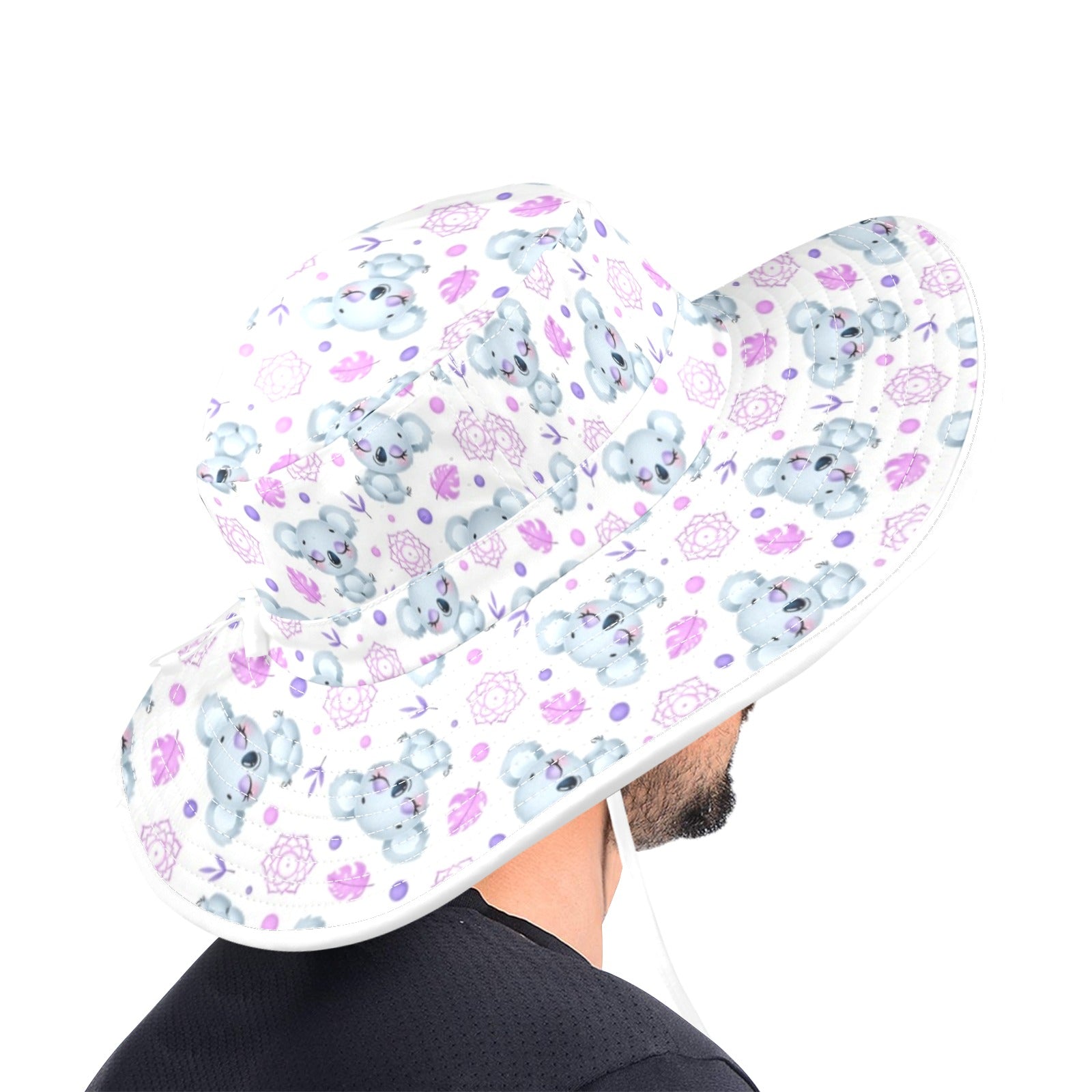 Zen Koala Wide Brim Bucket Hat Wide Brim Bucket Hat animal Australia Printed Offshore