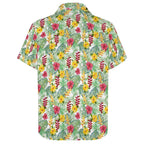 Tropical Flowers On White Women's Short-Sleeve Button Up Shirt Women's Short-Sleeve Button Up Shirt Plants Printed Offshore