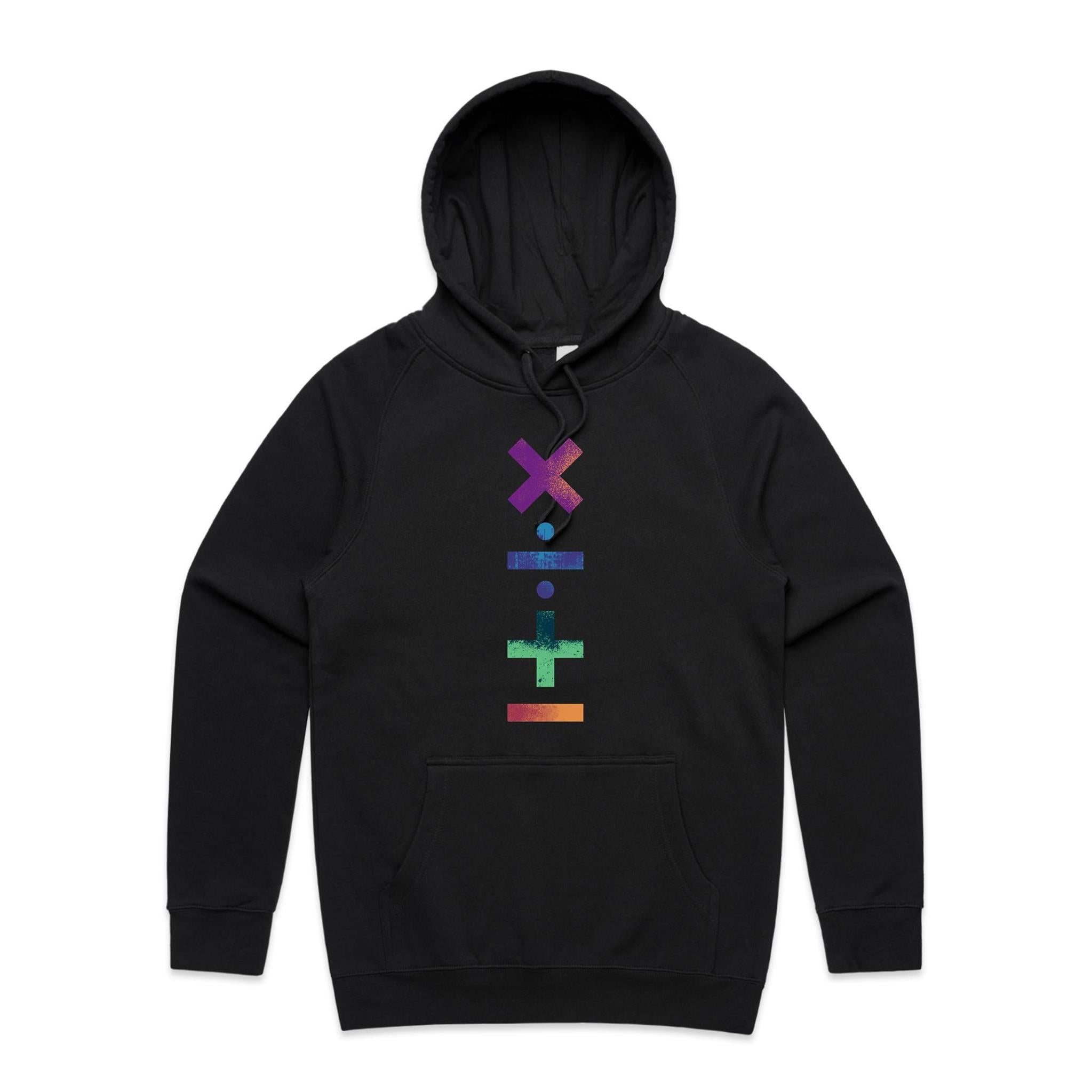 Math Symbols - Mens Hoodie Black Mens Hoodie Maths Printed In Australia