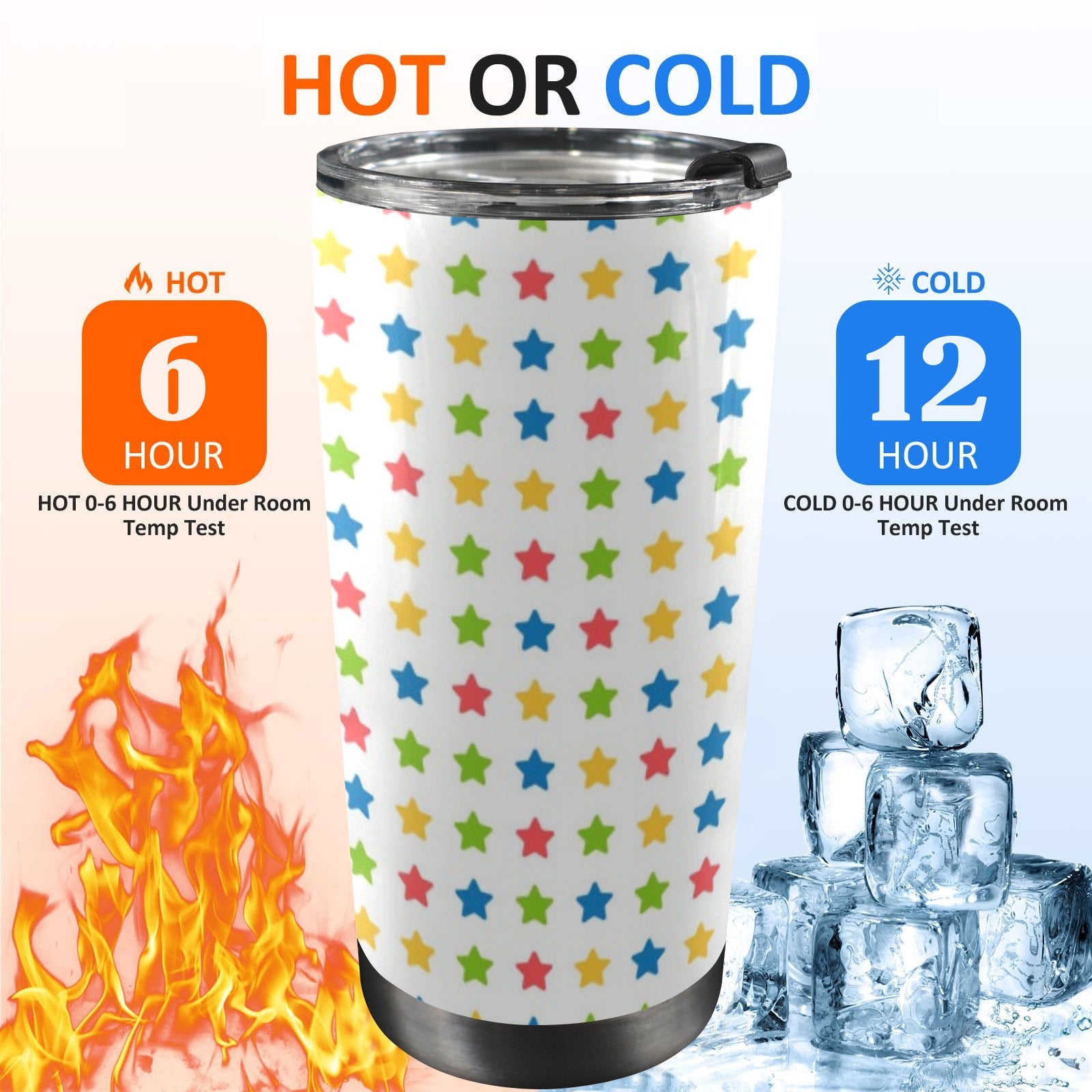 Stars - 20oz Mobile Tumbler with Lid (Black Lock) 20oz Travel Mug Printed Offshore