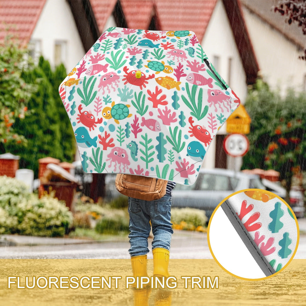 Cute Cartoon Sea Animals Kids Safe Round Corner Umbrella Kids Safe Round Corner Umbrella animal Printed Offshore
