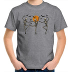 Skeleton Dance, Halloween - Kids Youth T-Shirt Grey Marle Kids Youth T-shirt Halloween Printed In Australia