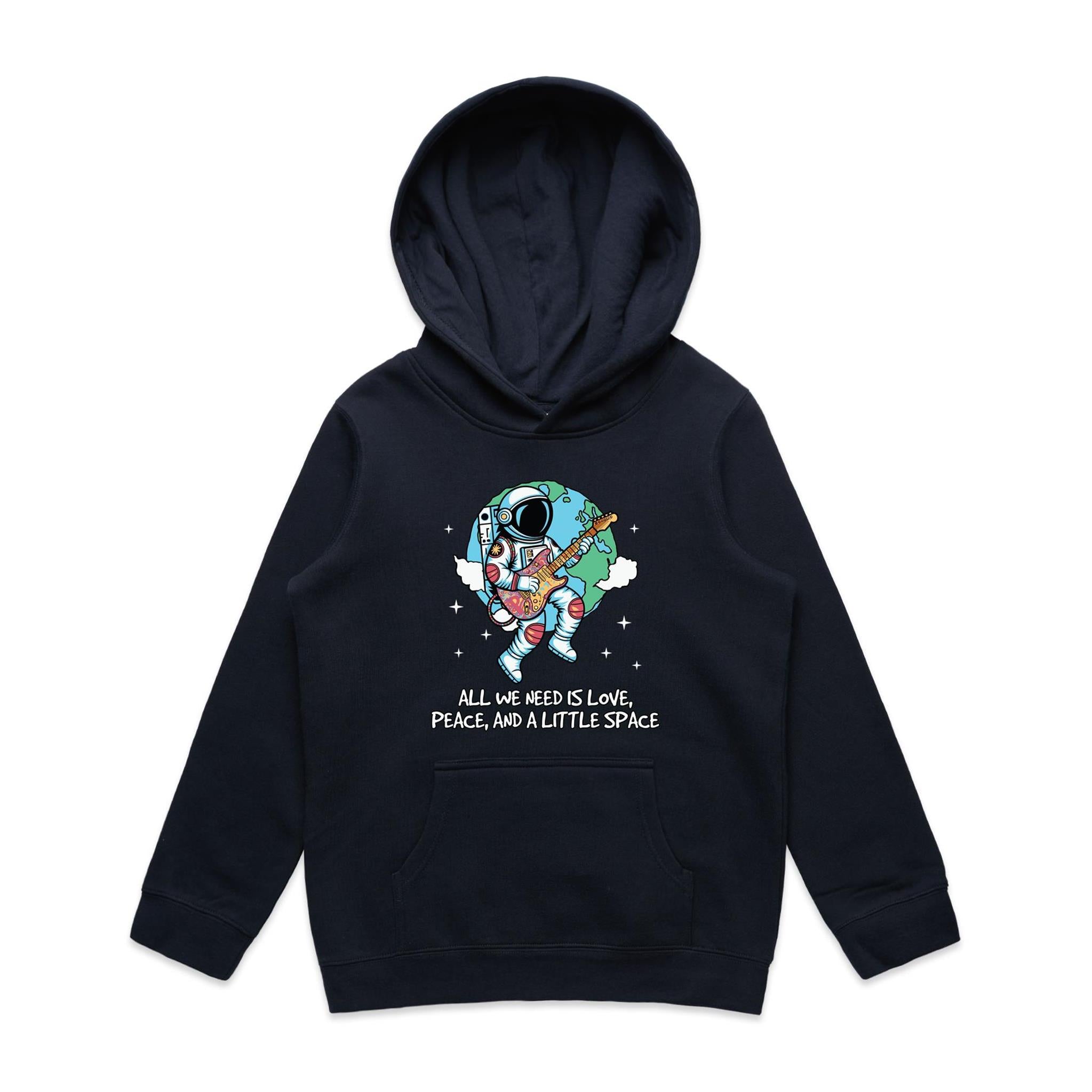 Astronaut, All We Need Is Love And A Little Space - Kids Hoodie Navy Kids Hoodie Printed In Australia