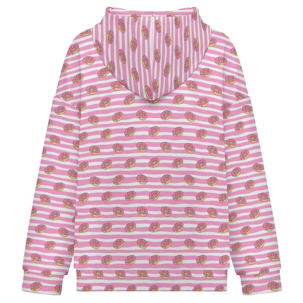 Pink Doughnut Stripes Women's Full-Zip Hoodie