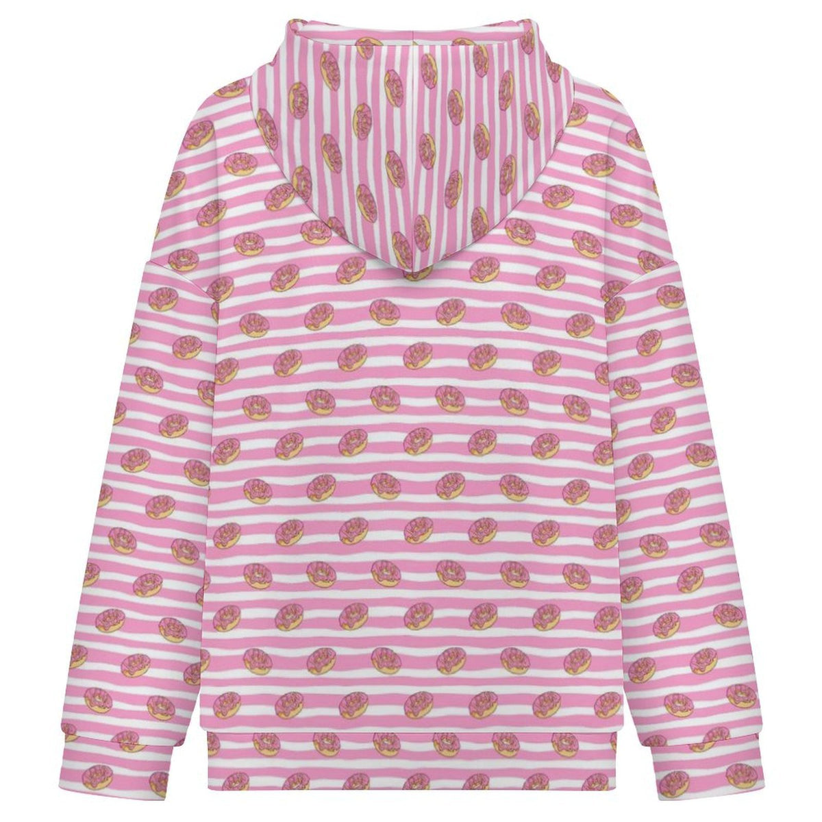 Pink Doughnut Stripes Women's Full-Zip Hoodie