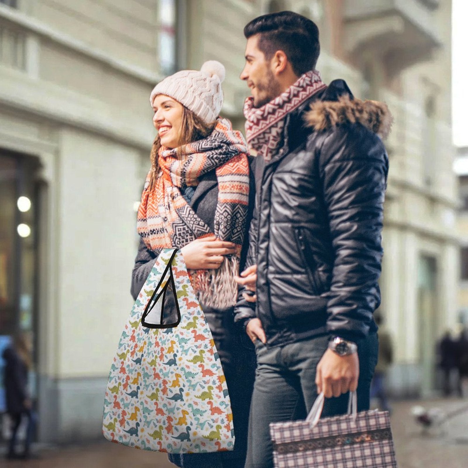 Cute Colourful Dinosaurs - Collapsible Shopping Bag