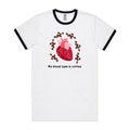 My Blood Type Is Coffee Men's AS Colour Ringer Tee White Black Ringer T-Shirt Coffee Printed In Australia