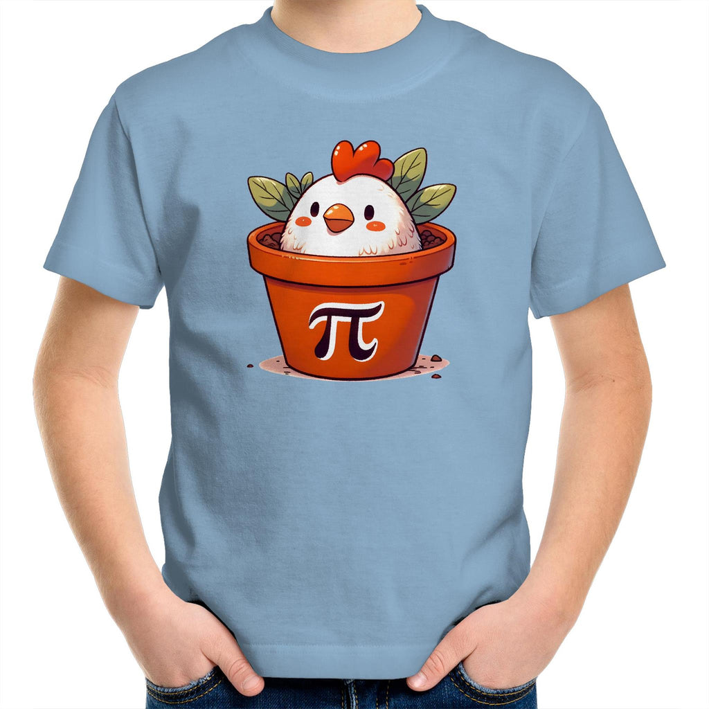 Chicken Pot Pi - Kids Youth T-Shirt Carolina Blue Kids Youth T-shirt animal Maths Printed In Australia