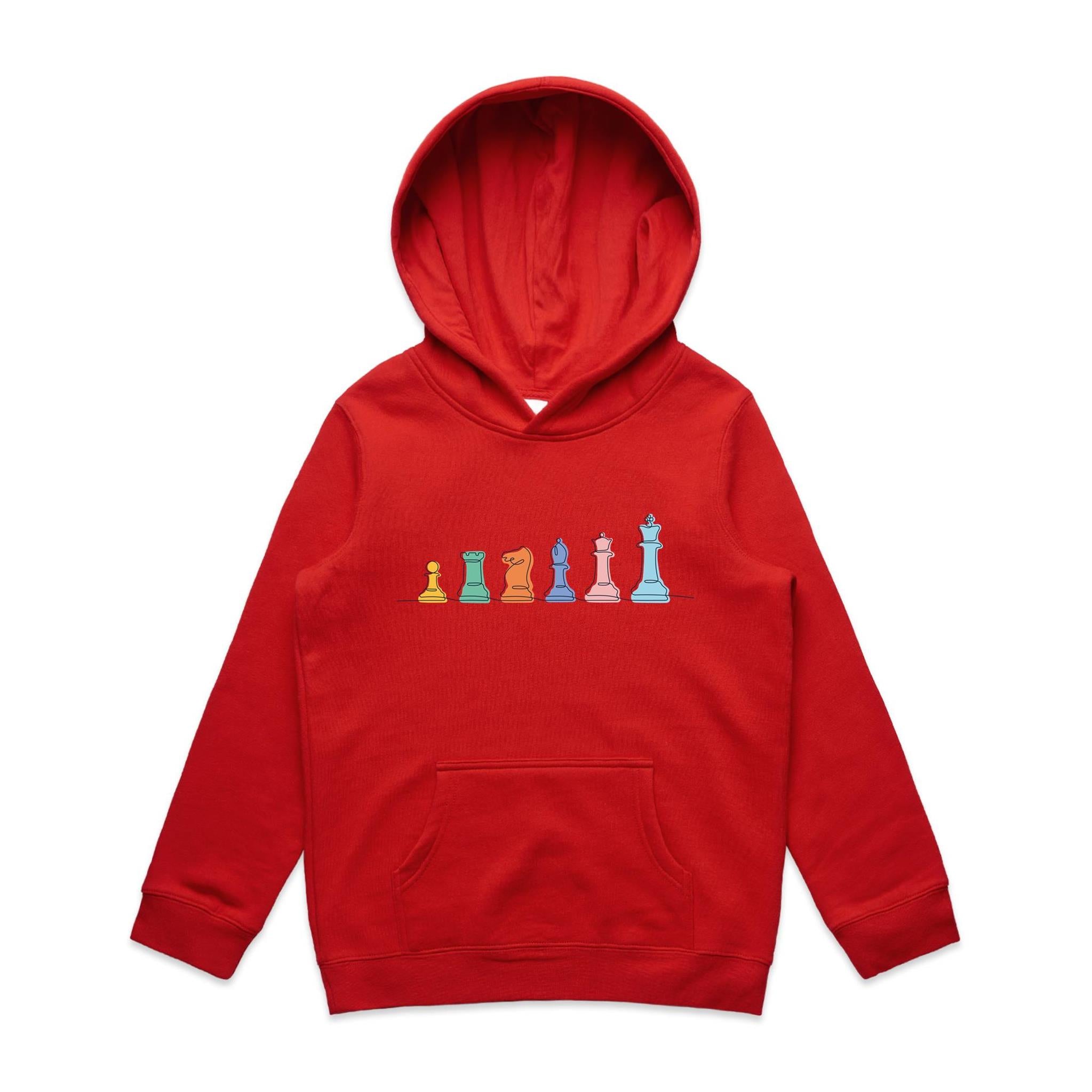 Chess - Kids Hoodie Red Kids Hoodie Printed In Australia