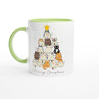 Cats Merry Christmas - 11oz Ceramic Mug Ceramic Green Christmas Colour Mug Christmas Globally Fulfilled