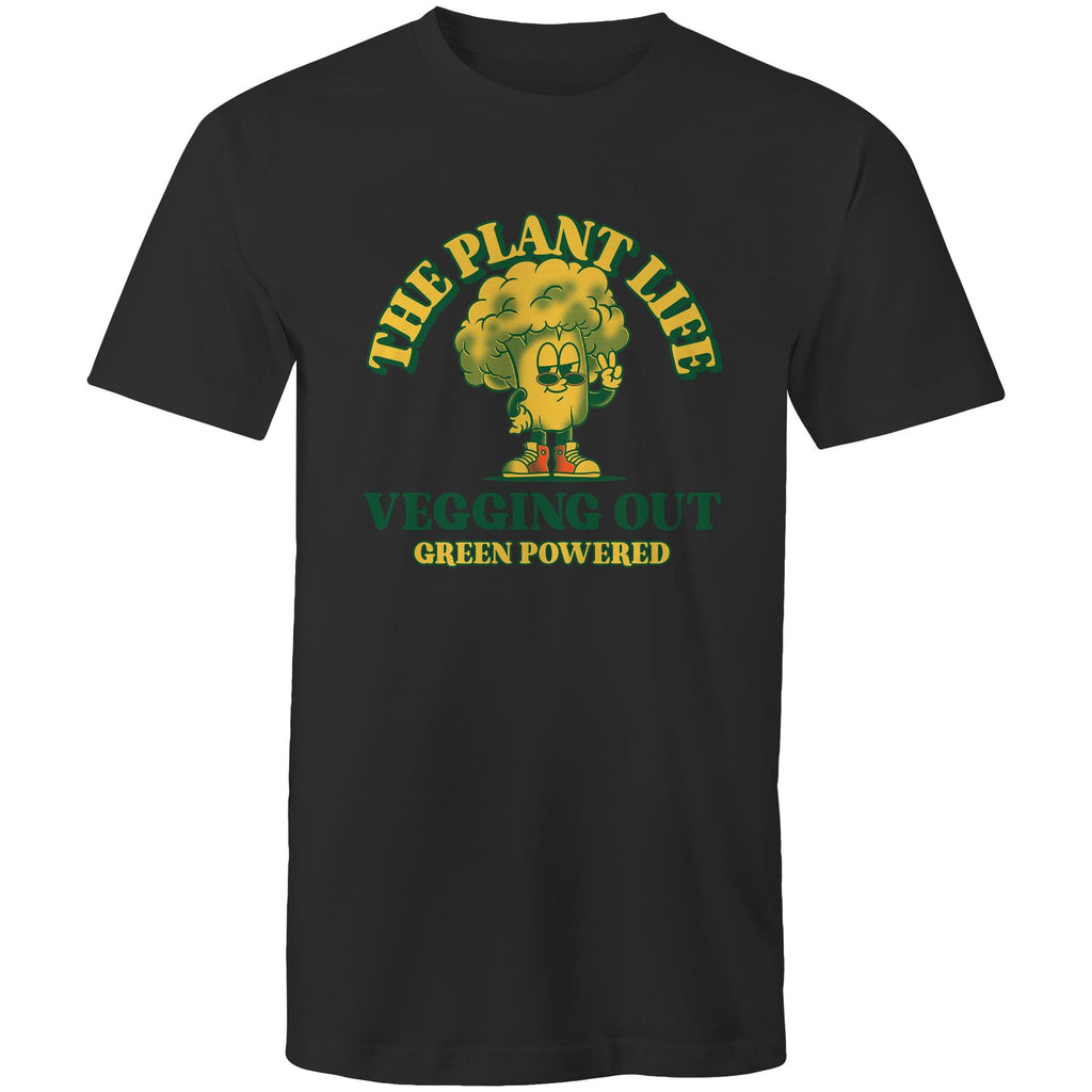 The Plant Life, Vegetarian - Mens T-Shirt Black Mens T-shirt Plants Printed In Australia