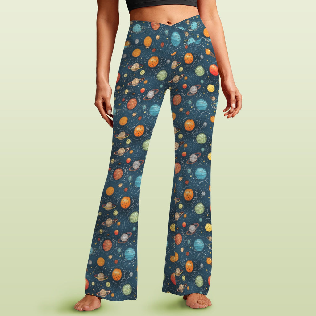 Galaxy High Waist Crossover Tummy Control Flare Leggings 5XL High Waist Flare Leggings Printed Offshore Space