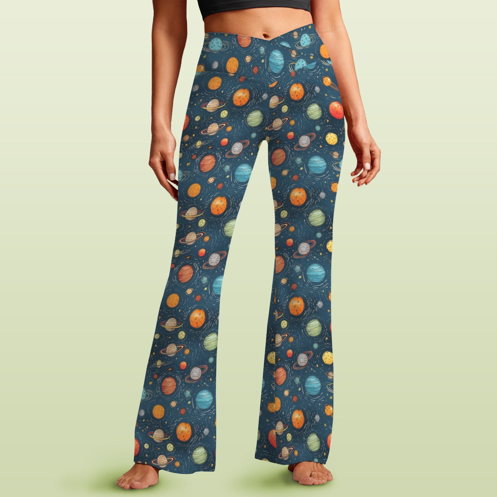 Galaxy High Waist Crossover Tummy Control Flare Leggings 5XL High Waist Flare Leggings Printed Offshore Space