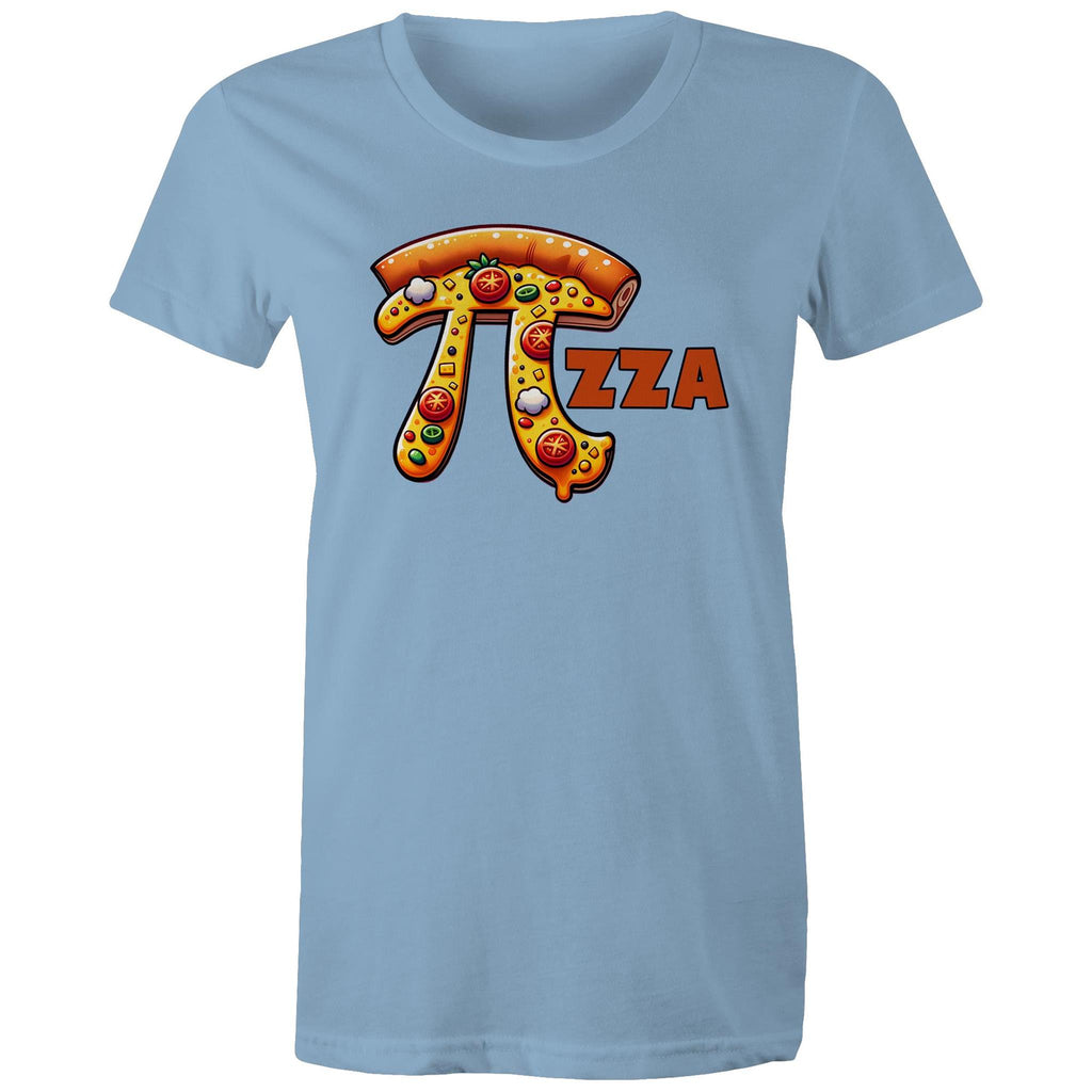 Pi Pizza - Womens T-shirt Carolina Blue Womens T-shirt Food Maths Printed In Australia Science