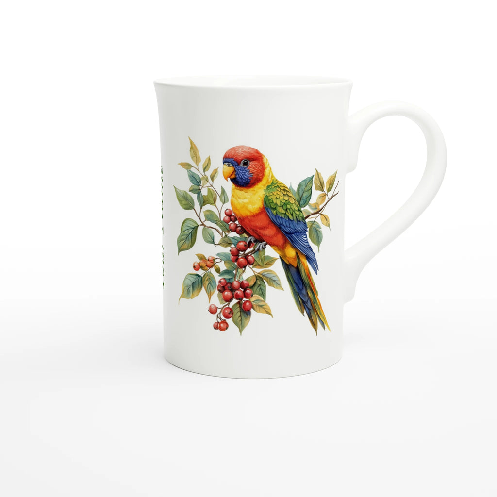 Personalise - Lorikeet, Australian Birds - White 10oz Porcelain Slim Mug Personalised Porcelain Mug animal Globally Fulfilled