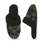 Atoms Women's Fur Trim Thick-Sole Indoor Slippers Women's Fur Trimmed Slippers Printed Offshore Science