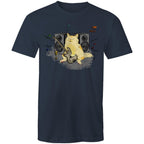 Cat Bass Player - Mens T-Shirt Navy Mens T-shirt animal Music Printed In Australia