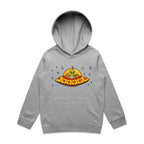 Alien Pizza - Kids Hoodie Grey Marle Kids Hoodie Printed In Australia