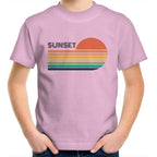 Retro Sunset - Kids Youth T-Shirt Pink Kids Youth T-shirt Printed In Australia Retro