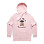 Coffee Has Me Feline Good - Womens Hoodie Pink Womens Hoodie animal Coffee Printed In Australia
