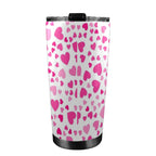 Pink Hearts On White - 20oz Mobile Tumbler with Lid (Black Lock)