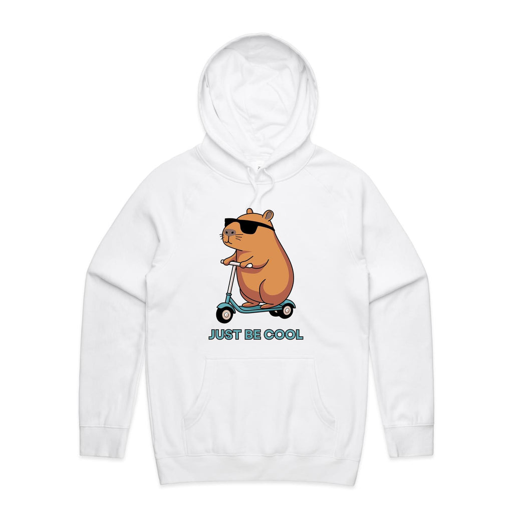 Just Be Cool, Capybara - Mens Hoodie White Mens Hoodie animal Printed In Australia