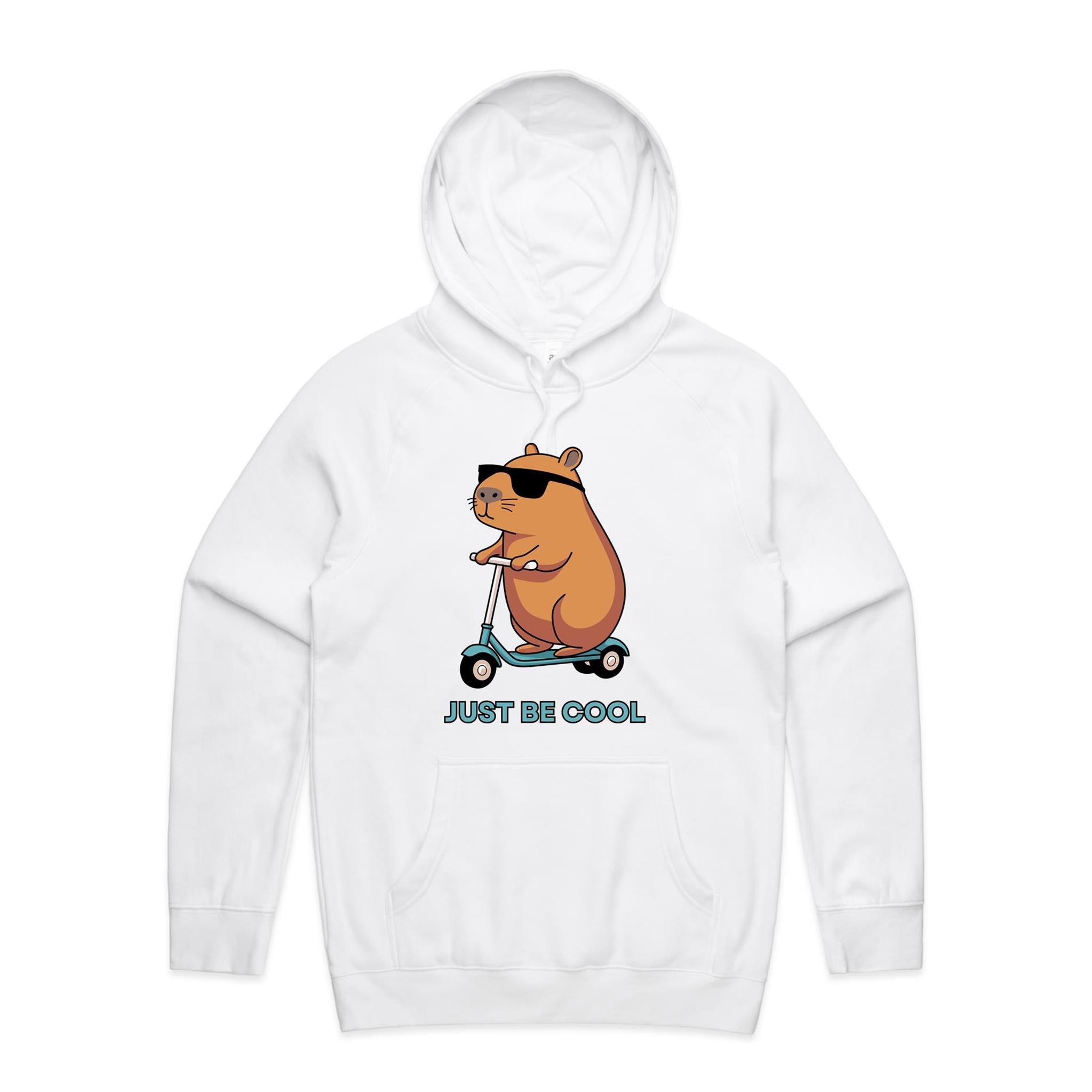 Just Be Cool, Capybara - Mens Hoodie White Mens Hoodie animal Printed In Australia
