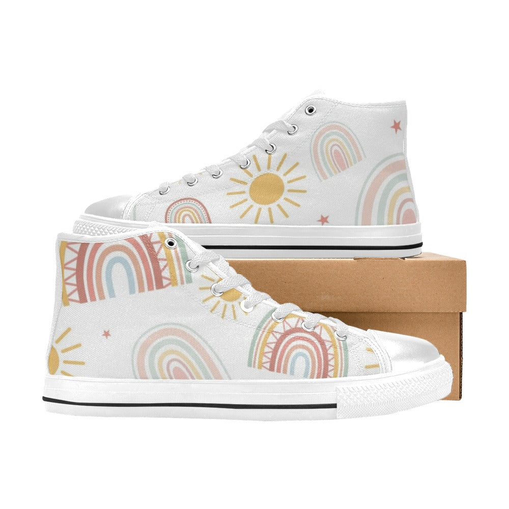 Pastel Rainbows - Kids High Top Canvas Shoes