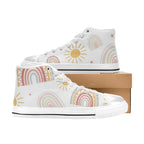 Pastel Rainbows - Kids High Top Canvas Shoes
