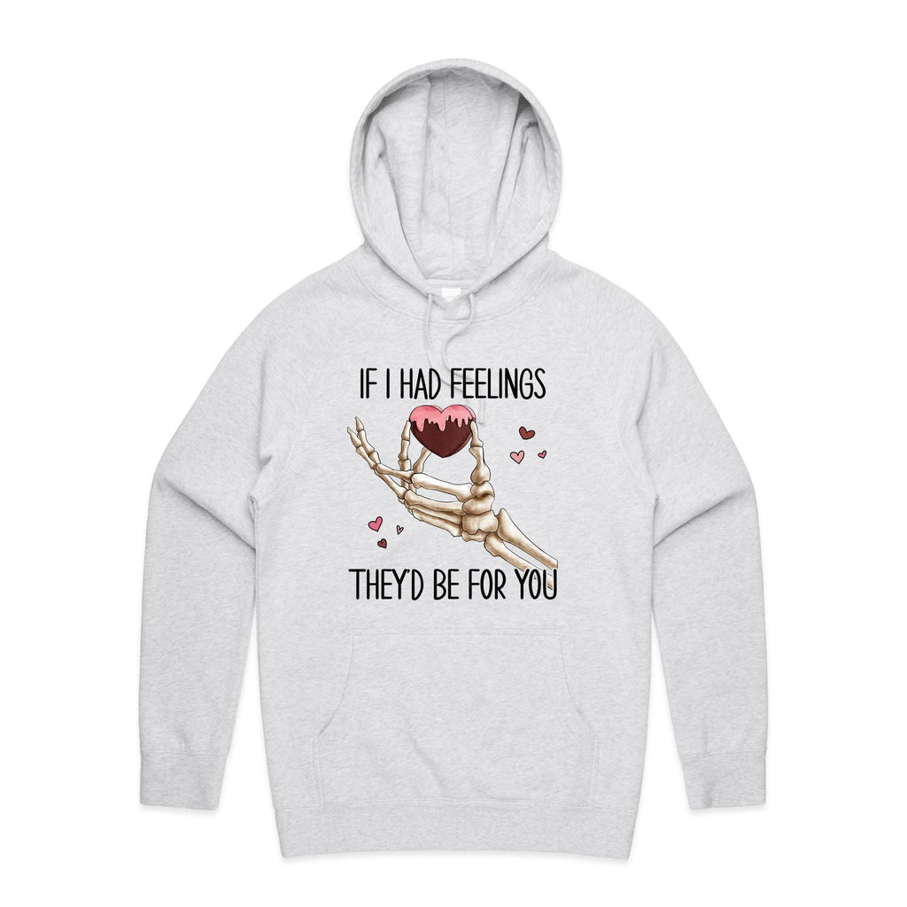 If I Had Feelings They'd Be For You - Mens Hoodie White Marle Mens Hoodie Love Printed In Australia