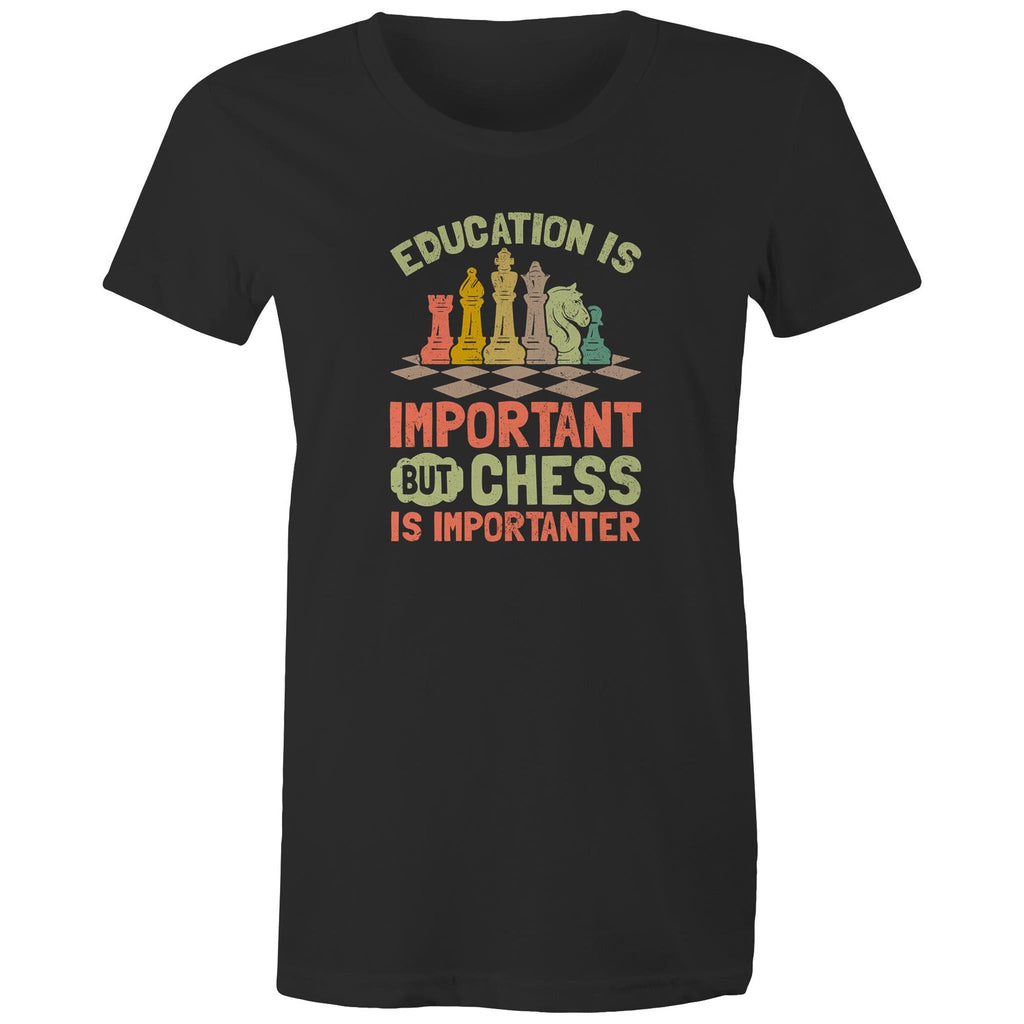 Chess And Education - Womens T-shirt Black Womens T-shirt Chess Games Printed In Australia