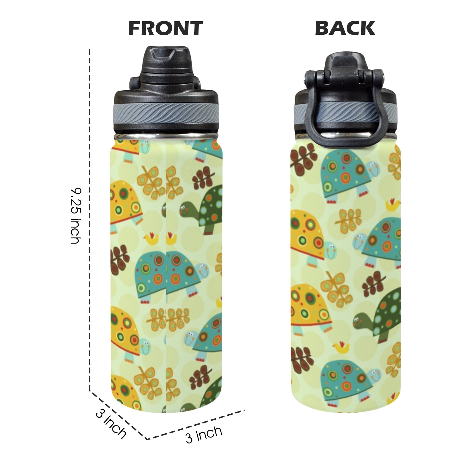 Retro Turtles - Insulated Water Bottle with Dual-Use Lid (18oz) Insulated Water Bottle with Dual-Use Lid (18oz) animal Ocean Printed Offshore