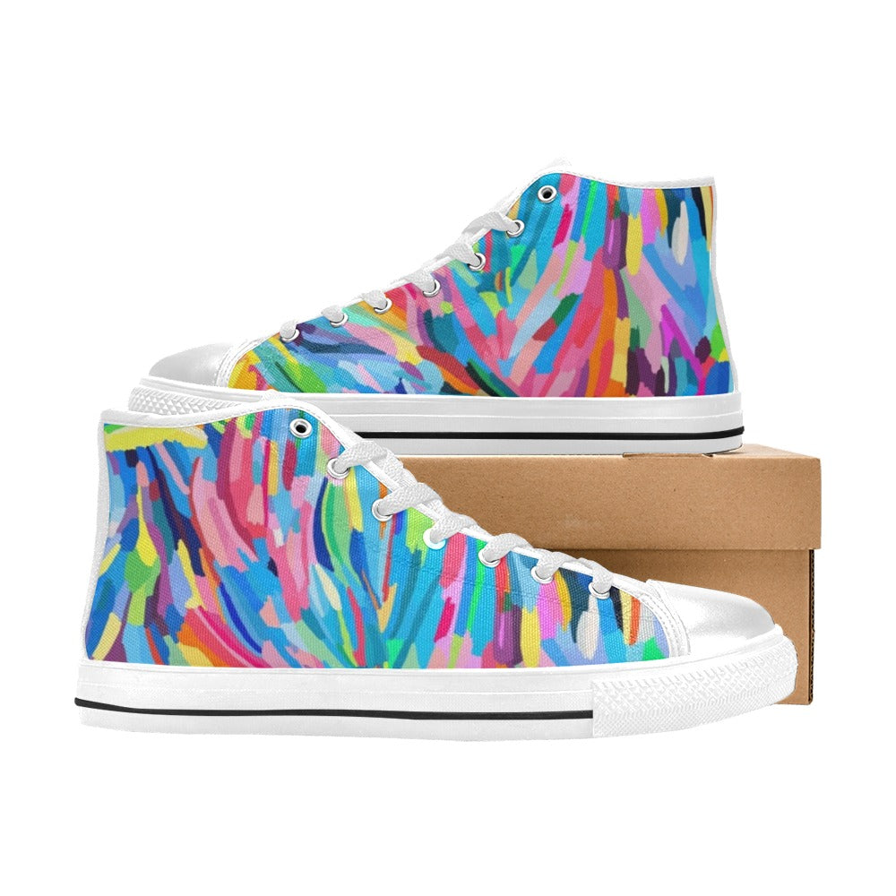 Brushstrokes - Kids High Top Canvas Shoes