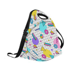 80's Grid Neoprene Lunch Bag/Large (Model 1669) Neoprene Lunch Bag Printed Offshore Retro