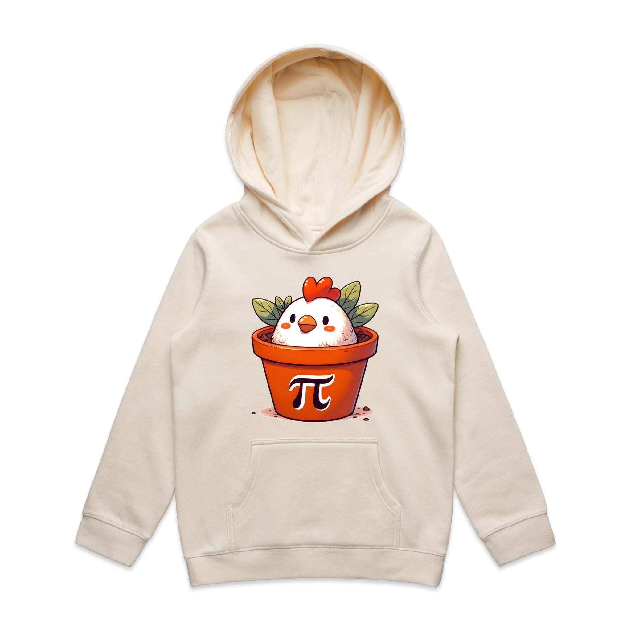Chicken Pot Pi, Maths - Kids Hoodie Ecru Kids Hoodie Printed In Australia