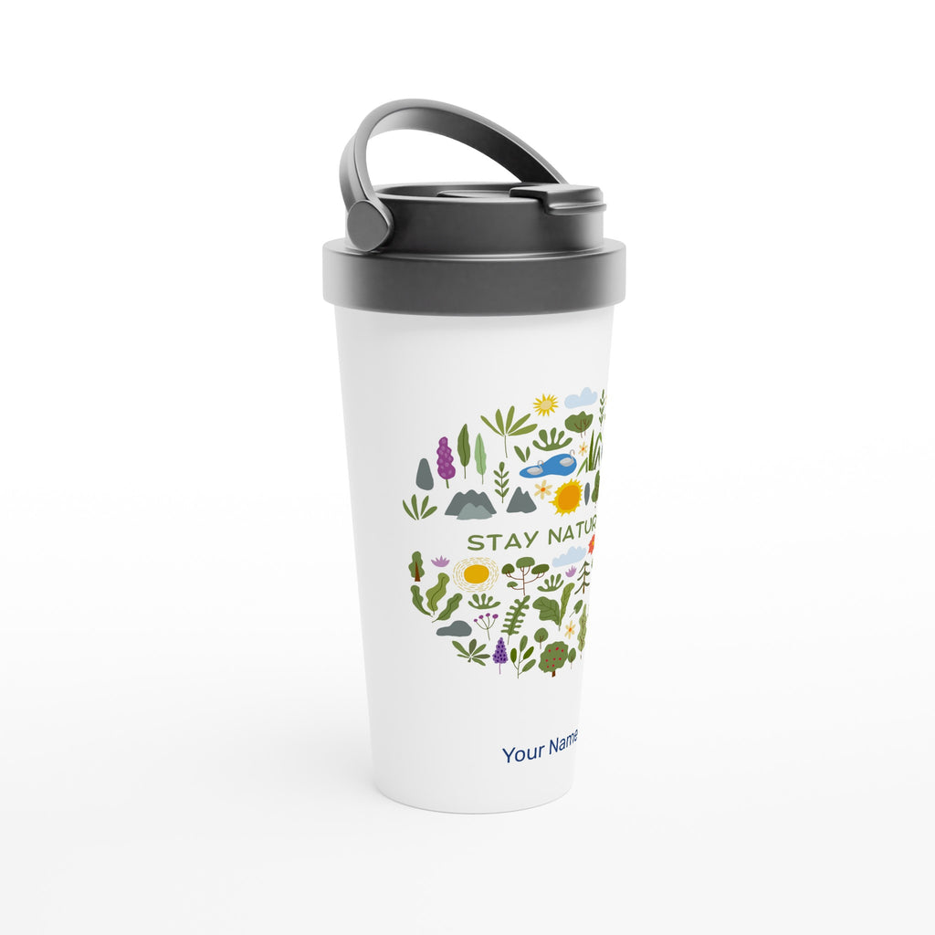 Personalised - Stay Natural - White 15oz Stainless Steel Travel Mug Personalised Travel Mug customise Globally Fulfilled personalise plants