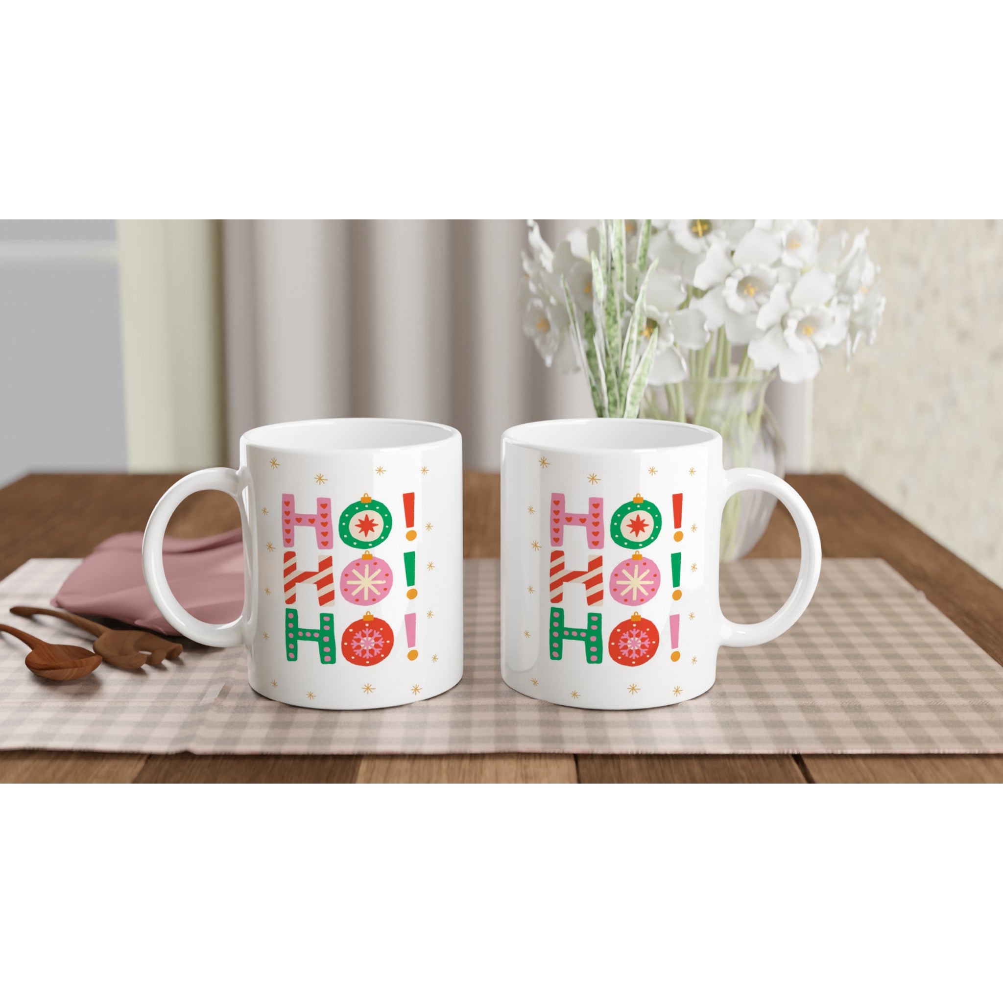 Christmas Ho Ho Ho - White 11oz Ceramic Mug Christmas Mug Christmas Globally Fulfilled