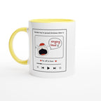 White 11oz Ceramic Mug with Colour Inside Ceramic Yellow Christmas Colour Mug Christmas Globally Fulfilled