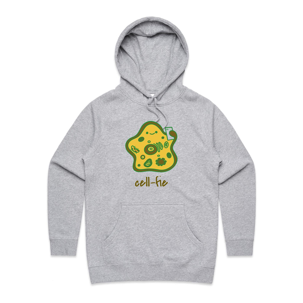 Cell-fie - Womens Hoodie Grey Marle Womens Hoodie Printed In Australia Science Tech