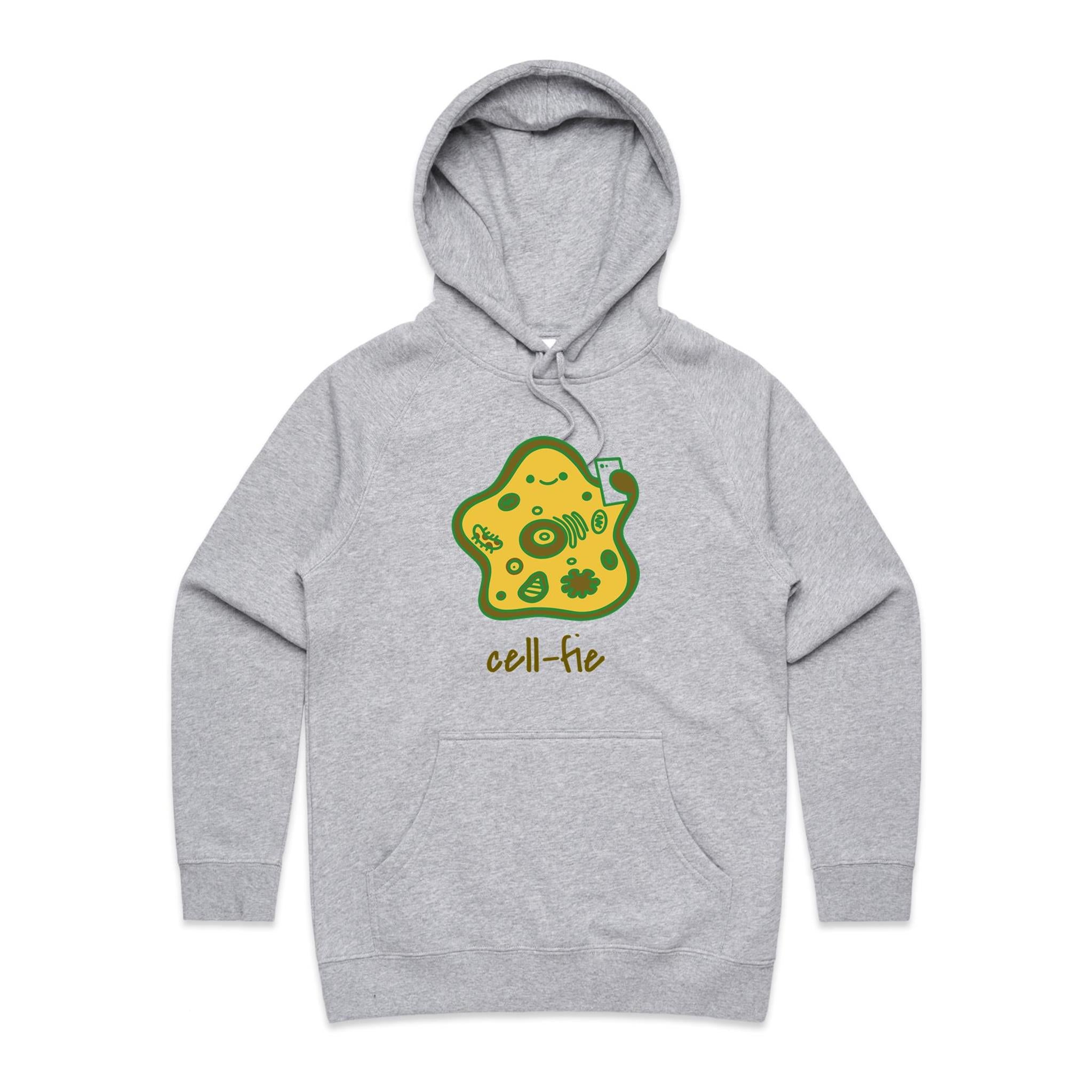 Cell-fie - Womens Hoodie Grey Marle Womens Hoodie Printed In Australia Science Tech
