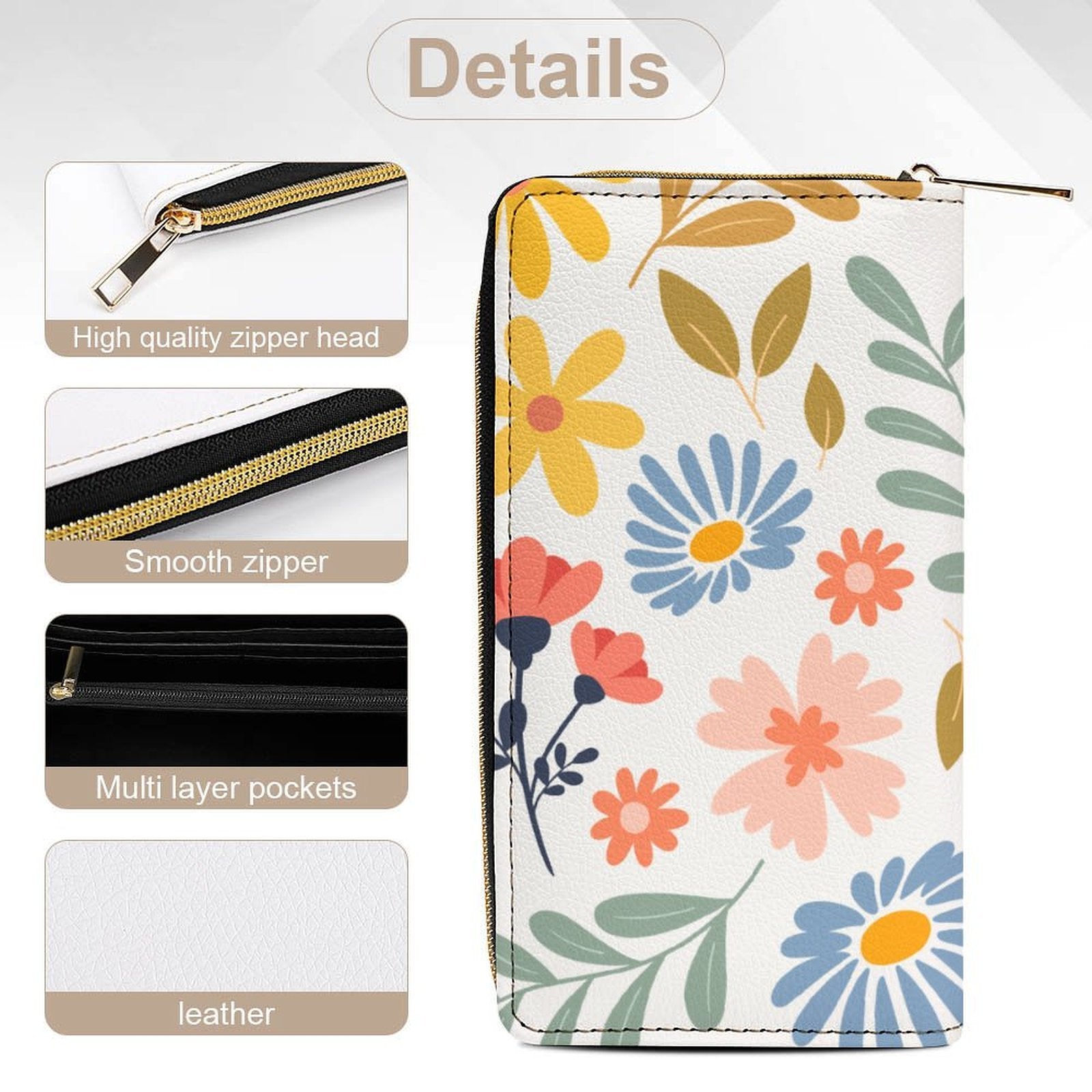Boho Flowers And Leaves - PU Leather Wallet