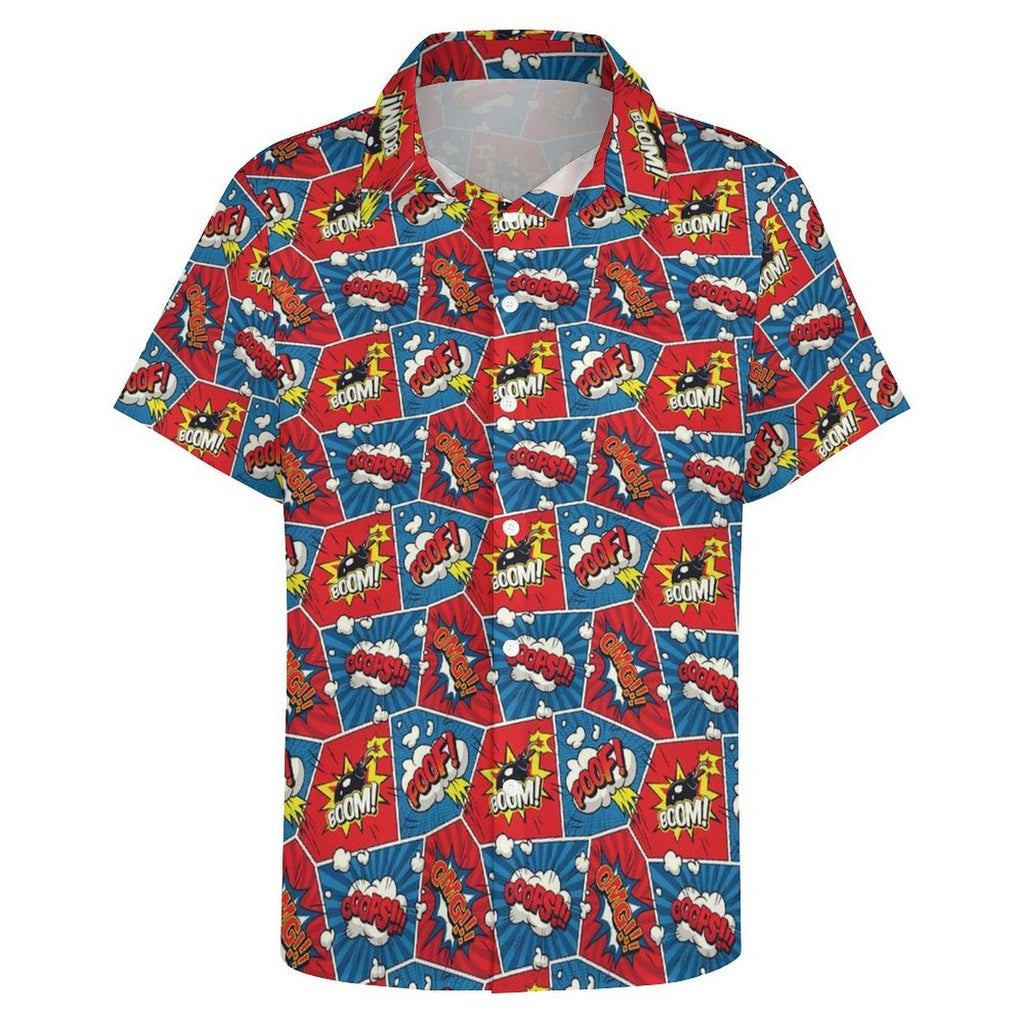 Comic Book Women's Short-Sleeve Button Up Shirt Women's Short-Sleeve Button Up Shirt comic Printed Offshore