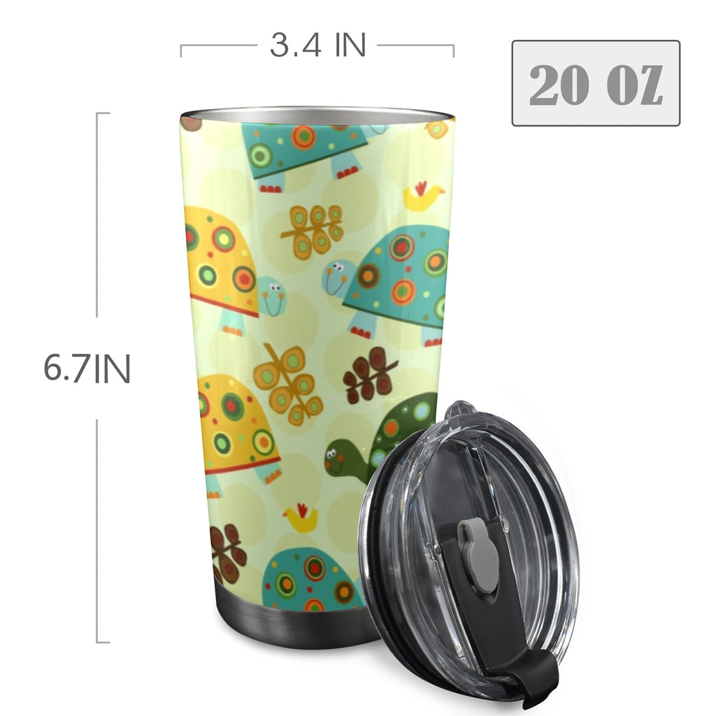 Retro Turtles - 20oz Mobile Tumbler with Lid (Black Lock) 20oz Travel Mug Ocean Printed Offshore