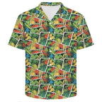 Tropical Comic Book Style Men's Crinkle Hawaiian Shirt