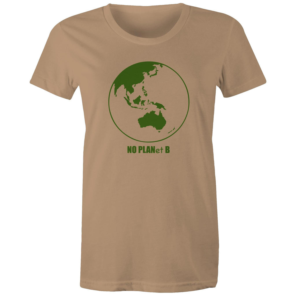 No Planet B, Earth - Womens T-shirt Tan Womens T-shirt Environment Printed In Australia