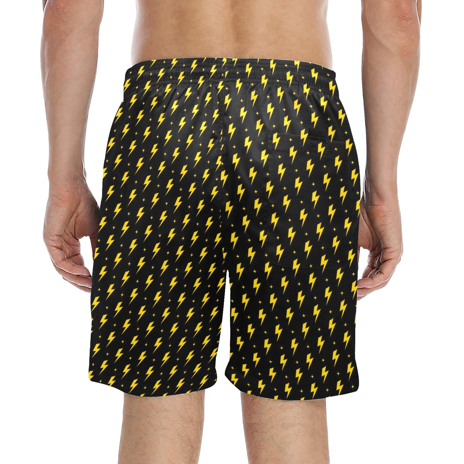 Yellow Lightning - Men's Mid-Length Beach Shorts Men's Mid-Length Beach Shorts comic Printed Offshore
