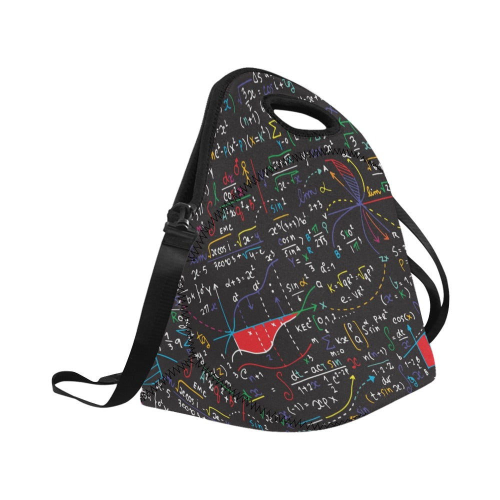 Colourful Maths Formulas - Neoprene Lunch Bag Neoprene Lunch Bag Printed Offshore