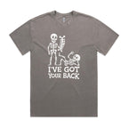 Skeleton, I've Got Your Back AS Colour Heavy Faded Tee Unisex Faded grey Heavy Faded T-shirt Printed In Australia