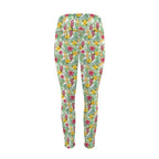Tropical Flowers On White Women's High Waist Pockets Yoga Leggings Women's High Waist Pockets Yoga Leggings Plants Printed Offshore
