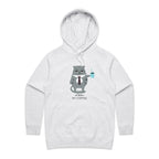 Cranky Cat, Not Before My Coffee - Womens Hoodie White Marle Womens Hoodie animal Coffee Printed In Australia